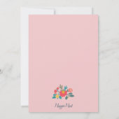 ピンクのフローラブーケベビーシャワー 招待状 (裏面)