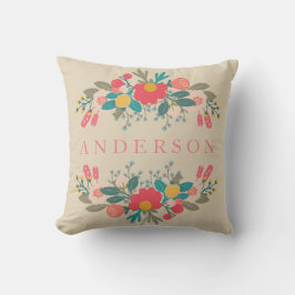 ピンクのフローラブーケ（名前あり） クッション