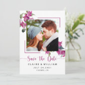 ピンクのフローラブーゲンビリーウェディング日付を保存 セーブザデート (スタンド正面)