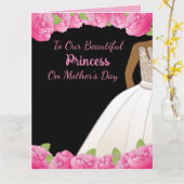 ピンクのフローラプリンセスアフリカンアメリカンの母の日 カード (黄色い花)