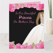 ピンクのフローラプリンセスアフリカンアメリカンの母の日 カード (正面)