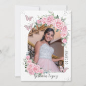 ピンクのフローラプリンセス蝶フォトスイート16 招待状 (正面)