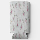 ピンクのフローラプリントオン灰色 スリム缶クーラー (裏面)