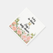 ピンクのフローラベビーの開花女の子シャワー スタンダードカクテルナプキン (角)