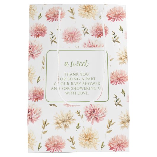 ピンクのフローラベビーの開花感謝していユー抱き枕 ミディアムペーパーバッグ (裏面)