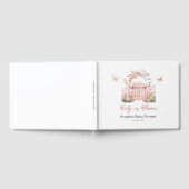 ピンクのフローラベビーの開花蝶の赤ちゃんシャワー ゲストブック (全面)