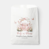 ピンクのフローラベビーの開花蝶の赤ちゃんシャワー フェイバーバッグ (正面)
