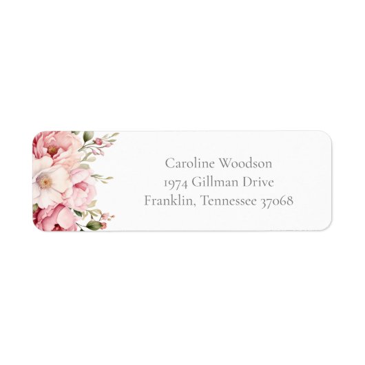 ピンクのフローラベビーの開花赤ちゃんシャワーアドレス ラベル (正面)