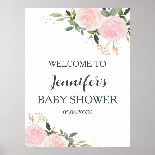 ピンクのフローラベビーシャワーへようこそ ポスター (正面)