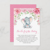 ピンクのフローラベビーゾウが本の挿入カードを持って来る エンクロージャーカード (正面/裏面)