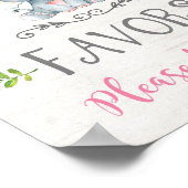 ピンクのフローラベビーゾウの女の子の好意サイン装飾 ポスター (角)