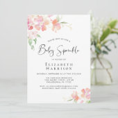 ピンクのフローラベビー散水水色 招待状 (スタンド正面)