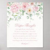 ピンクのフローラベビー開花おむつ思考シャワー ポスター (正面)