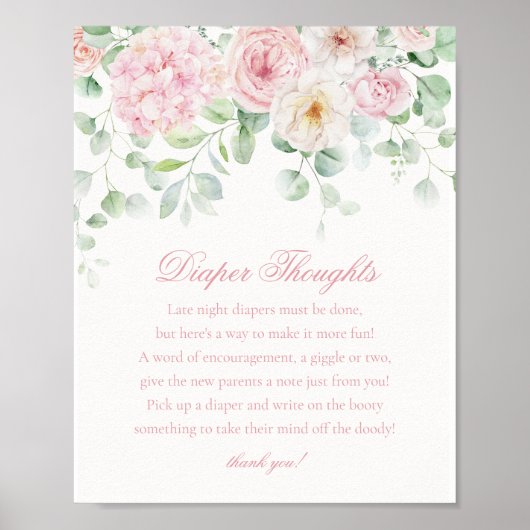 ピンクのフローラベビー開花おむつ思考シャワー ポスター (正面)