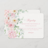 ピンクのフローラベビー開花アジサイベビーレジストリ エンクロージャーカード (正面/裏面)