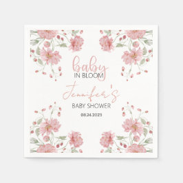 ピンクのフローラベビー開花ガールシャワー紙ナプキン スタンダードカクテルナプキン