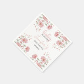 ピンクのフローラベビー開花ガールシャワー紙ナプキン スタンダードカクテルナプキン (角)