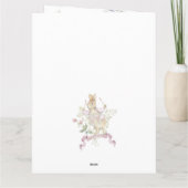 ピンクのフローラペーターザラビットモノグラムベビーシャワー サンキューカード (裏面)