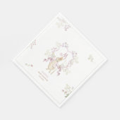 ピンクのフローラペーターザラビットモノグラムベビーシャワー スタンダードランチョンナプキン (角)