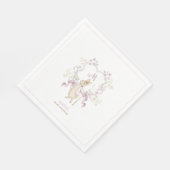 ピンクのフローラペーターザラビットモノグラムベビーシャワー スタンダードランチョンナプキン (角)