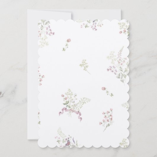 ピンクのフローラペーターザラビットモノグラムベビーシャワー 招待状 (裏面)