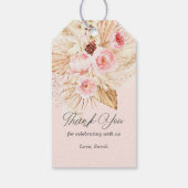 ピンクのフローラホパンパスグラスベビーガールシャワー ギフトタグ (裏面)