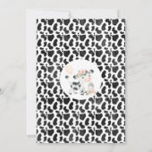 ピンクのフローラホーリーカウカプリントファースト誕生日 招待状 (裏面)