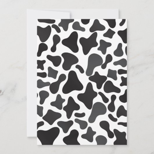 ピンクのフローラホーリーカウカプリントファースト誕生日 招待状 (裏面)