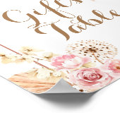 ピンクのフローラボホパンパスグラスギフトテーブルサイン ポスター (角)