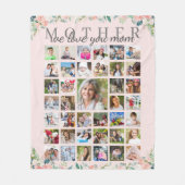 ピンクのフローラマザー愛するフォトコラージュ フリースブランケット (正面)