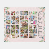 ピンクのフローラマザー愛するフォトコラージュ フリースブランケット (正面(横))