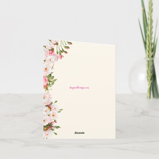 ピンクのフローラママの日 – アメリカのママと娘 カード (裏面)