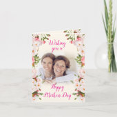 ピンクのフローラママの日 – アメリカのママと娘 カード (正面)