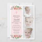 ピンクのフローラマルチフォトファースト女子会 招待状 (正面)