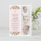 ピンクのフローラマルチフォトファースト女子会 招待状 (スタンド正面)