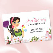 ピンクのフローラマンガのメイドハウス清掃サービス 名刺