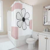 ピンクのフローラミニマリストのシャワーカーテン シャワーカーテン (インサイチュ)