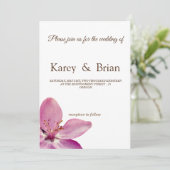 ピンクのフローラミニマルの結婚花のカード 招待状 (スタンド正面)