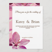 ピンクのフローラミニマルの結婚花のカード 招待状 (正面/裏面)