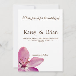 ピンクのフローラミニマルの結婚花のカード 招待状