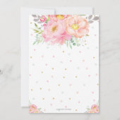 ピンクのフローラミントベビーシャワーハイティーパーティーガール 招待状 (裏面)