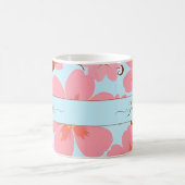 ピンクのフローラムード – パステルヴィベス – レトロ花 コーヒーマグカップ (中央)