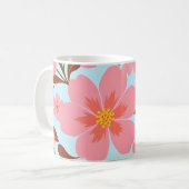 ピンクのフローラムード – パステルヴィベス – レトロ花 コーヒーマグカップ (正面左)