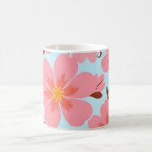 ピンクのフローラムード – パステルヴィベス – レトロ花 コーヒーマグカップ (中央)