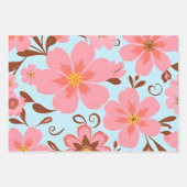 ピンクのフローラムード – パステルヴィベス – レトロ花 ラッピングペーパーシート (正面2)