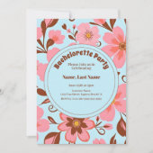 ピンクのフローラムード – パステルヴィベス – レトロ花 招待状 (正面)