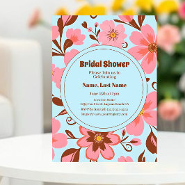 ピンクのフローラムード – パステルヴィベス – レトロ花 招待状