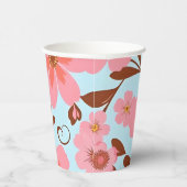 ピンクのフローラムード – パステルヴィベス – レトロ花 紙コップ (右)