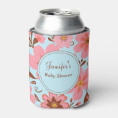 ピンクのフローラムード – パステルヴィベス – レトロ花 缶クーラー (缶正面)