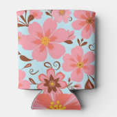 ピンクのフローラムード – パステルヴィベス – レトロ花 缶クーラー (裏面)